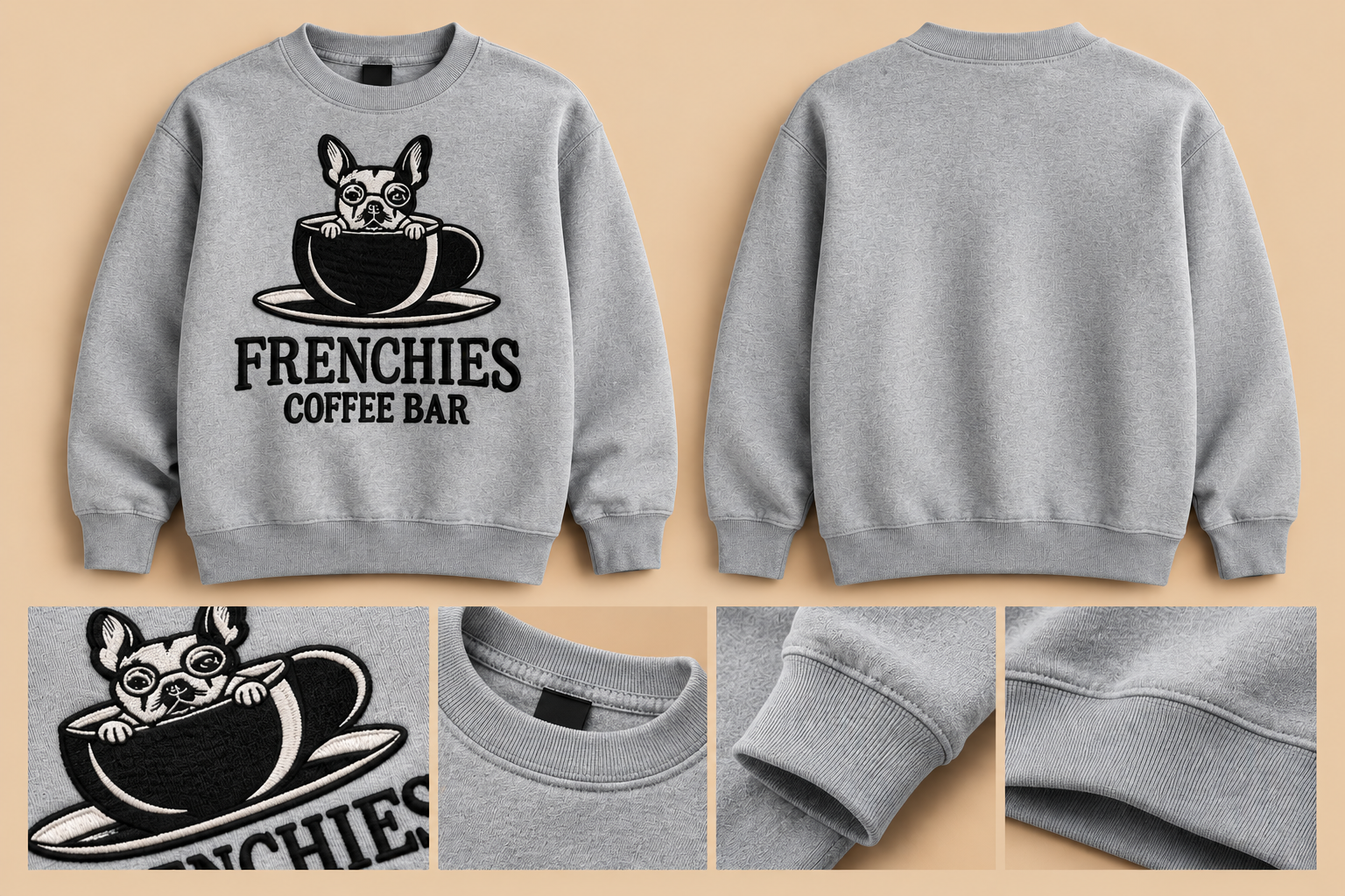 Frenchies Embroidered Crewneck